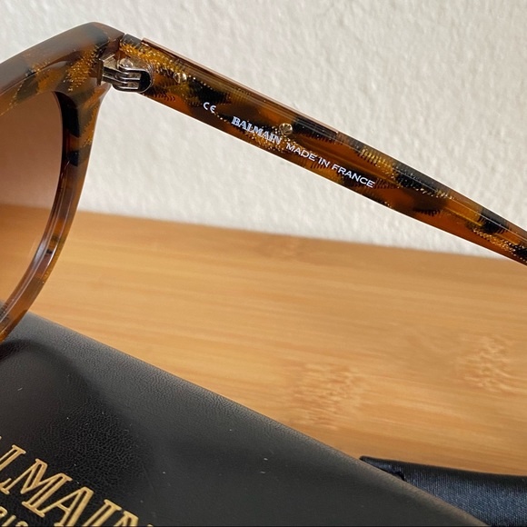 Balmain tortoiseshell BL2110 sunglasses gold brown aviator NEW in case 2110 - Picture 7 of 9